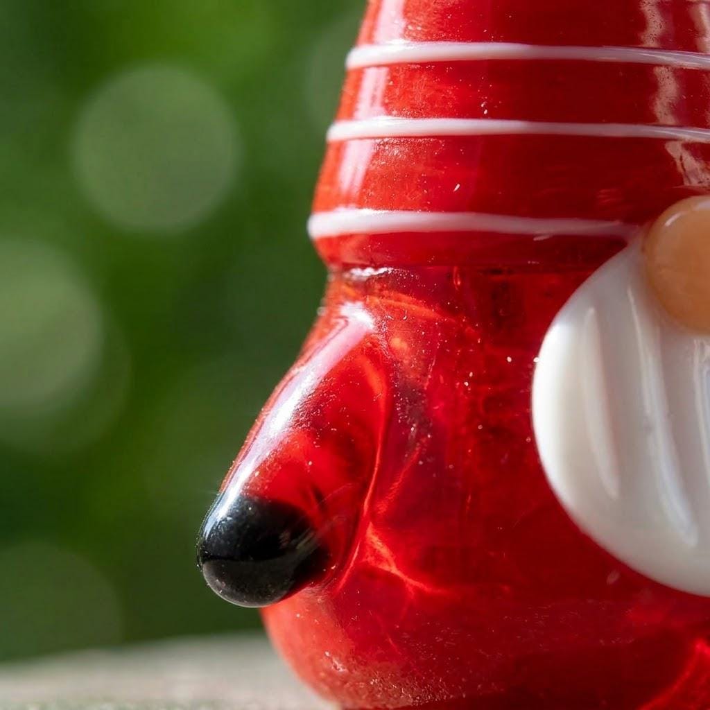 Gnome Figurine with Red and White Striped Pointed Hat, Mini Shelf Decor by AuroraeGlass — photo 6