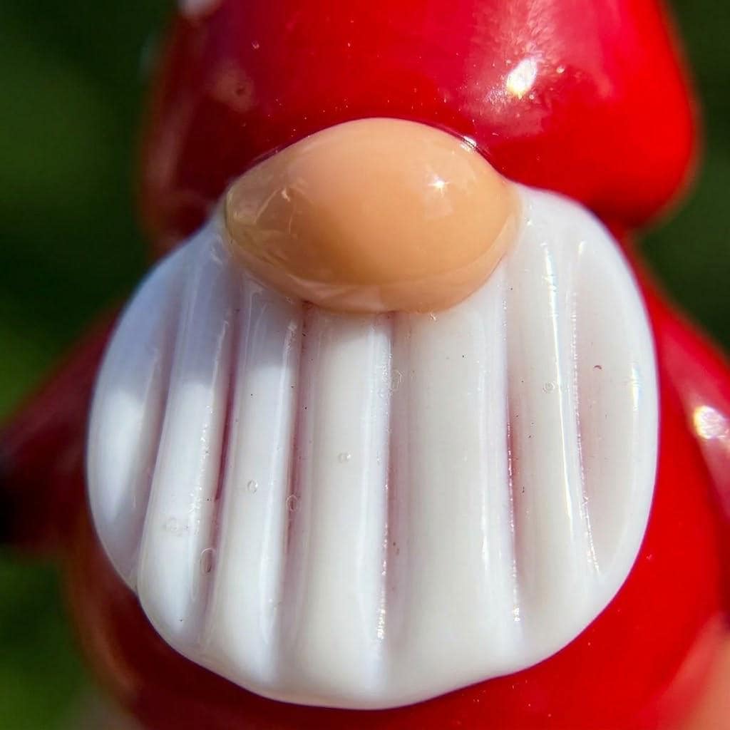 Gnome Figurine with Curved Red Polka Dot Hat and White Beard, Mini Decor by AuroraeGlass — photo 5