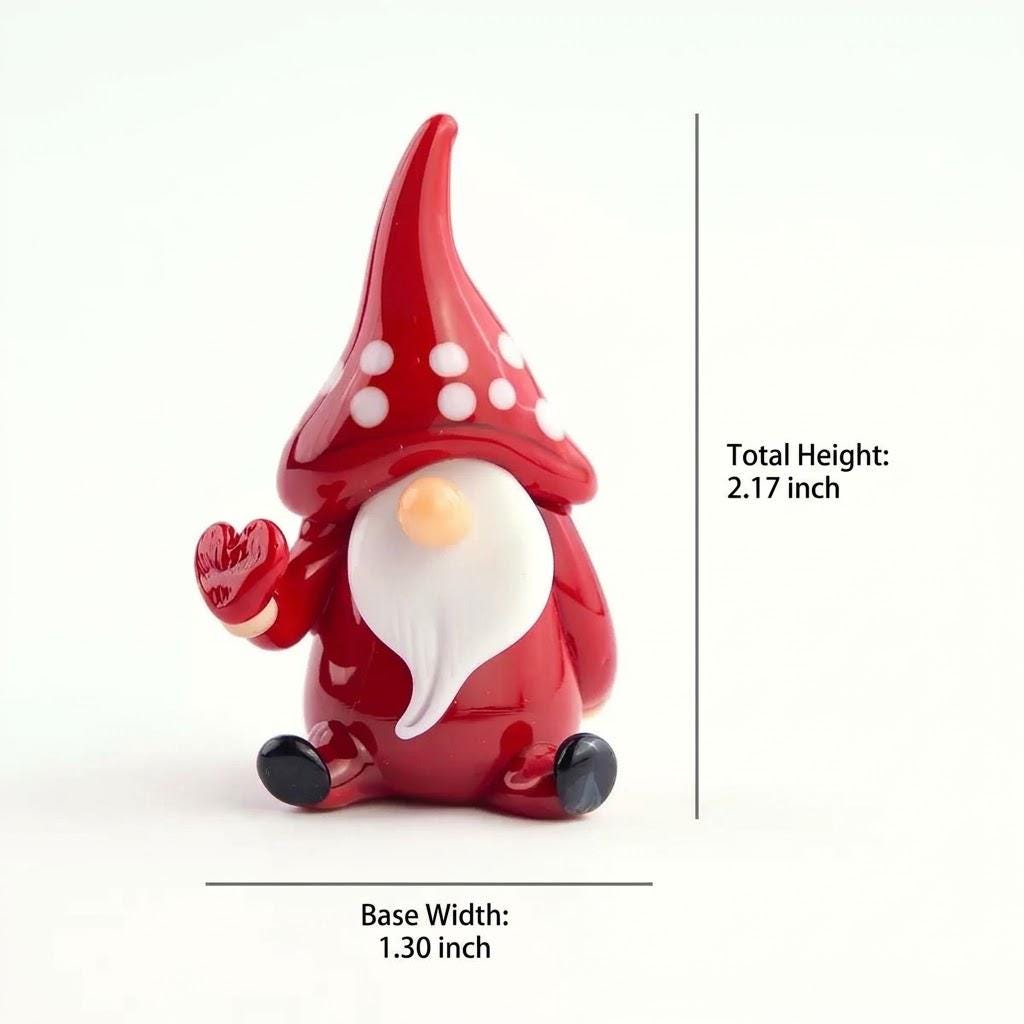 Gnome Figurine with Tall Red Polka Dot Hat and Raised Hand, Small Shelf Decor by AuroraeGlass — photo 9