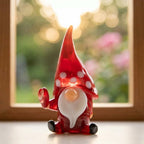 Gnome Figurine with Tall Red Spotted Hat and Raised Hand, Tabletop Decor by AuroraeGlass — photo 9