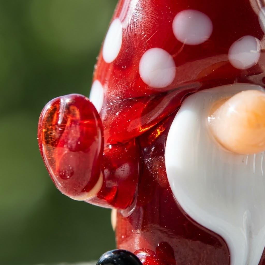 Gnome Figurine with Tall Red Spotted Hat and Raised Hand, Tabletop Decor by AuroraeGlass — photo 5