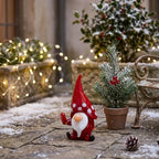 Gnome Figurine with Tall Red Spotted Hat and Raised Hand, Tabletop Decor by AuroraeGlass — photo 7