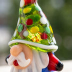 Gnome Figurine with Green Polka Dot Hat and Blue Body, Colorful Shelf Decor by AuroraeGlass — photo 5
