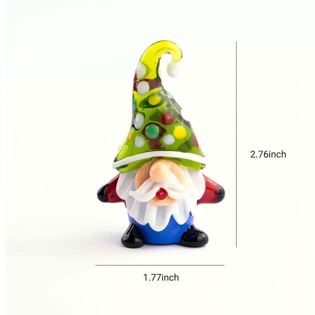 Gnome Figurine with Green Polka Dot Hat and Blue Body, Colorful Shelf Decor by AuroraeGlass — photo 10