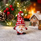 Gnome Figurine with Red and White Polka Dot Hat and Curled Beard, Shelf Decor by AuroraeGlass — photo 2