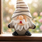 Gnome Figurine with White Striped Hat and Gray Body, Mini Shelf Decor by AuroraeGlass — photo 4