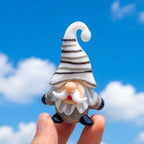 Gnome Figurine with White Striped Hat and Gray Body, Mini Shelf Decor by AuroraeGlass — photo 7