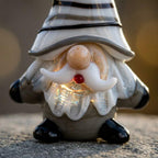 Gnome Figurine with White Striped Hat and Gray Body, Mini Shelf Decor by AuroraeGlass — photo 6