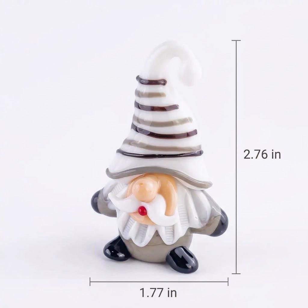 Gnome Figurine with White Striped Hat and Gray Body, Mini Shelf Decor by AuroraeGlass — photo 10