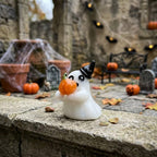 Ghost Figurine Holding Orange Pumpkin with Black Pointed Hat, Mini Halloween Decor by AuroraeGlass — photo 8