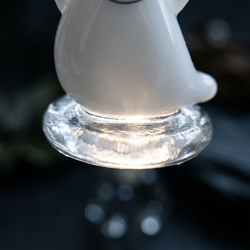 Smiling Ghost Figurine with Black Top Hat and Clear Base, Mini Halloween Shelf Decor by AuroraeGlass — photo 6