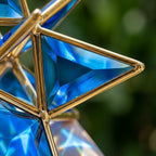 Handmade Blue Glass Star Window Hanging with Geometric Gold-Tone Frame by AuroraeGlass — photo 4