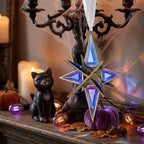 Handmade Blue Glass Star Window Hanging with Geometric Gold-Tone Frame by AuroraeGlass — photo 8