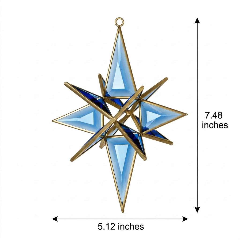 Handmade Blue Glass Star Window Hanging with Geometric Gold-Tone Frame by AuroraeGlass — photo 10