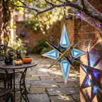 Handmade Blue Glass Star Window Hanging with Geometric Gold-Tone Frame by AuroraeGlass — photo 9